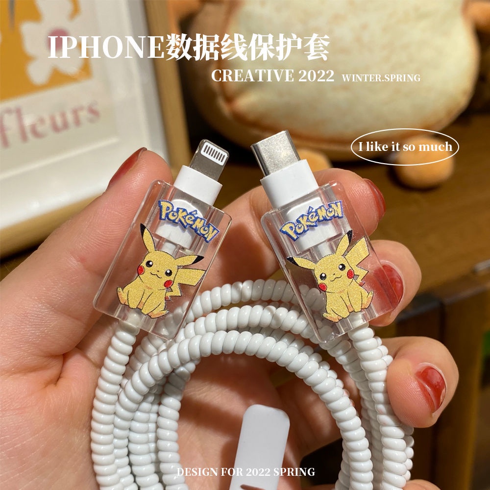 Phụ Kiện Bảo Vệ Đầu Dây Cáp 4 Trong 1 Kiểu Dáng Hoạt Hình Dễ Thương