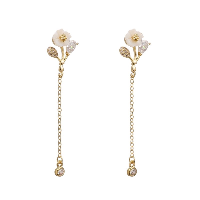 Đôi Bông Tai Dáng Rơi Họa Tiết Hoa Thời Trang Cho Nữ