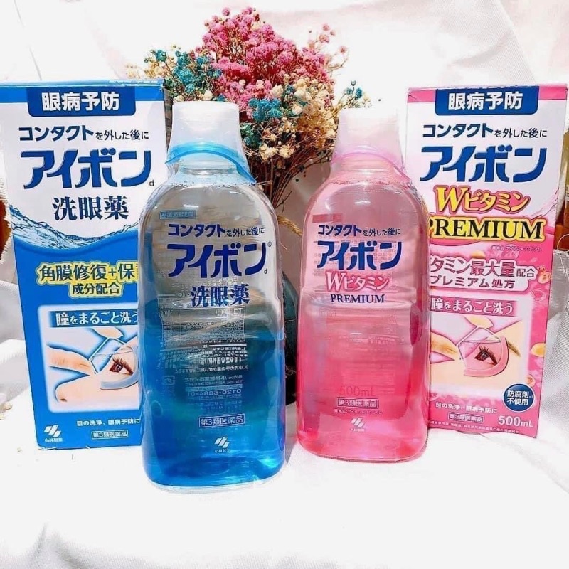 NƯỚC RỬA MẮT EYEBON W VITAMIN NHẬT 500ML - XANH & HỒNG
