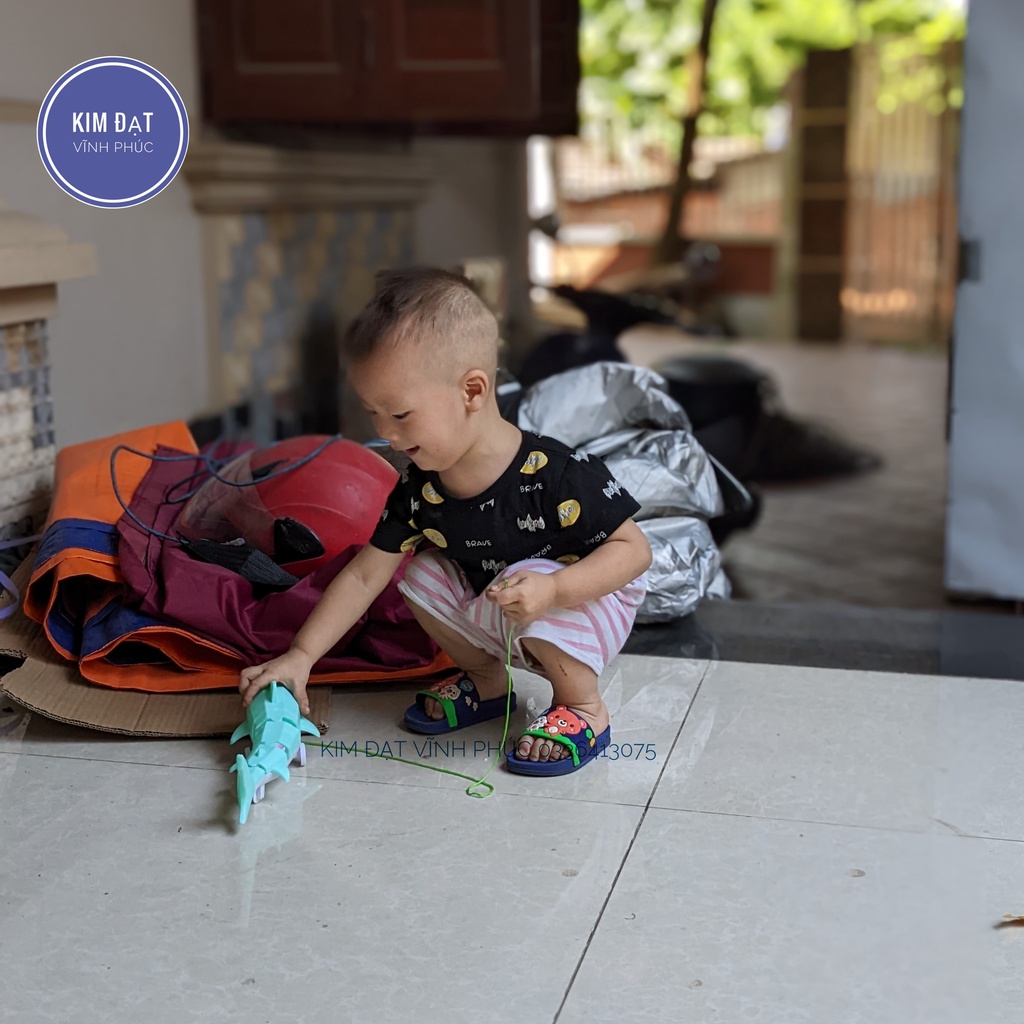 Đồ chơi cá heo chạy pin có nhạc và đèn phát sáng . Tặng kèm dây để các bé dắt . mô hình cá heo