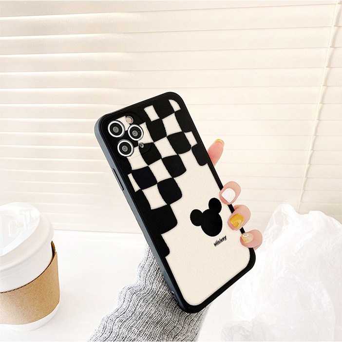 Ốp lưng iphone cạnh vuông Hình vẽ caro dành cho iphone 6 đến 13promax - E183