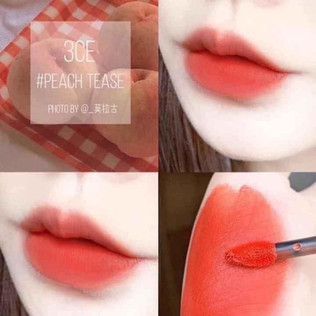 Son kem 3CE Cloud lip tint PEACH TEA - tông cam san hô