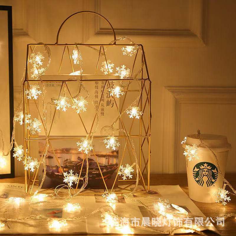 Dây Đèn Led Trang Trí Hoa Tuyết 5m 50 Bóng 2 Chế Độ Sử Dụng Pin Đèn Decor Phòng Tiệc Nhà Hàng Khách Sạn Haochi
