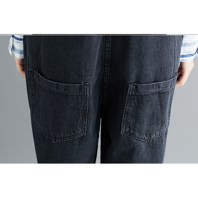 (Q005) Yếm quần jeans đen cá tính | BigBuy360 - bigbuy360.vn