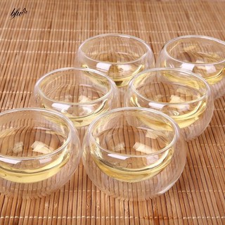 Bộ 6 tách thủy tinh 2 lớp uống trà