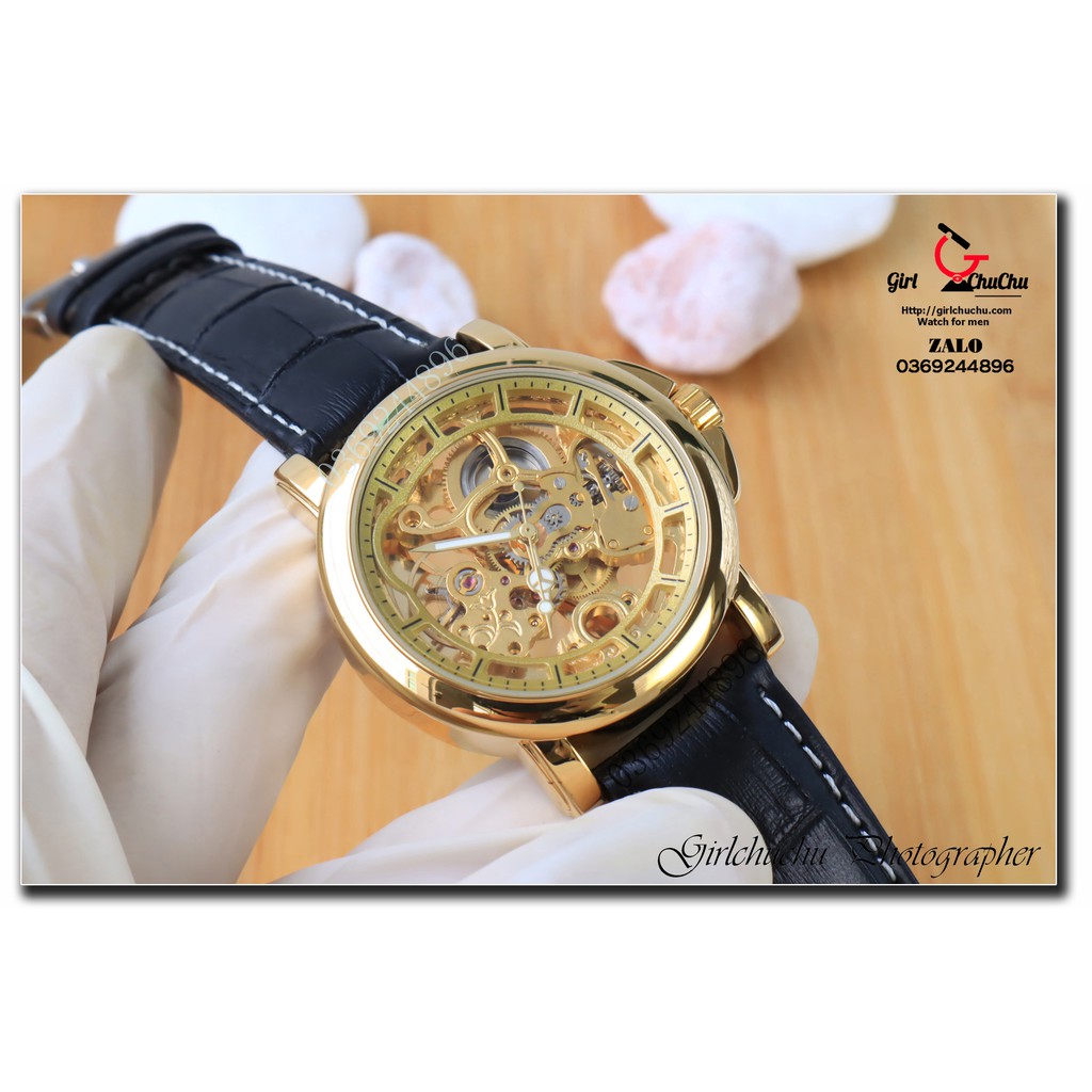 Đồng hồ nam Forsining cơ chính hãng với giá sinh viên, thân máy mạ vàng gold cực sang trọng, đẳng cấp