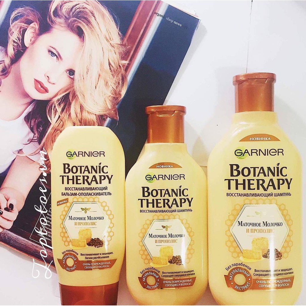 Gội xả Garnier Botanic Therapy Mật ong phục hồi tóc siêu hư tổn, làm bóng và vào nếp tóc