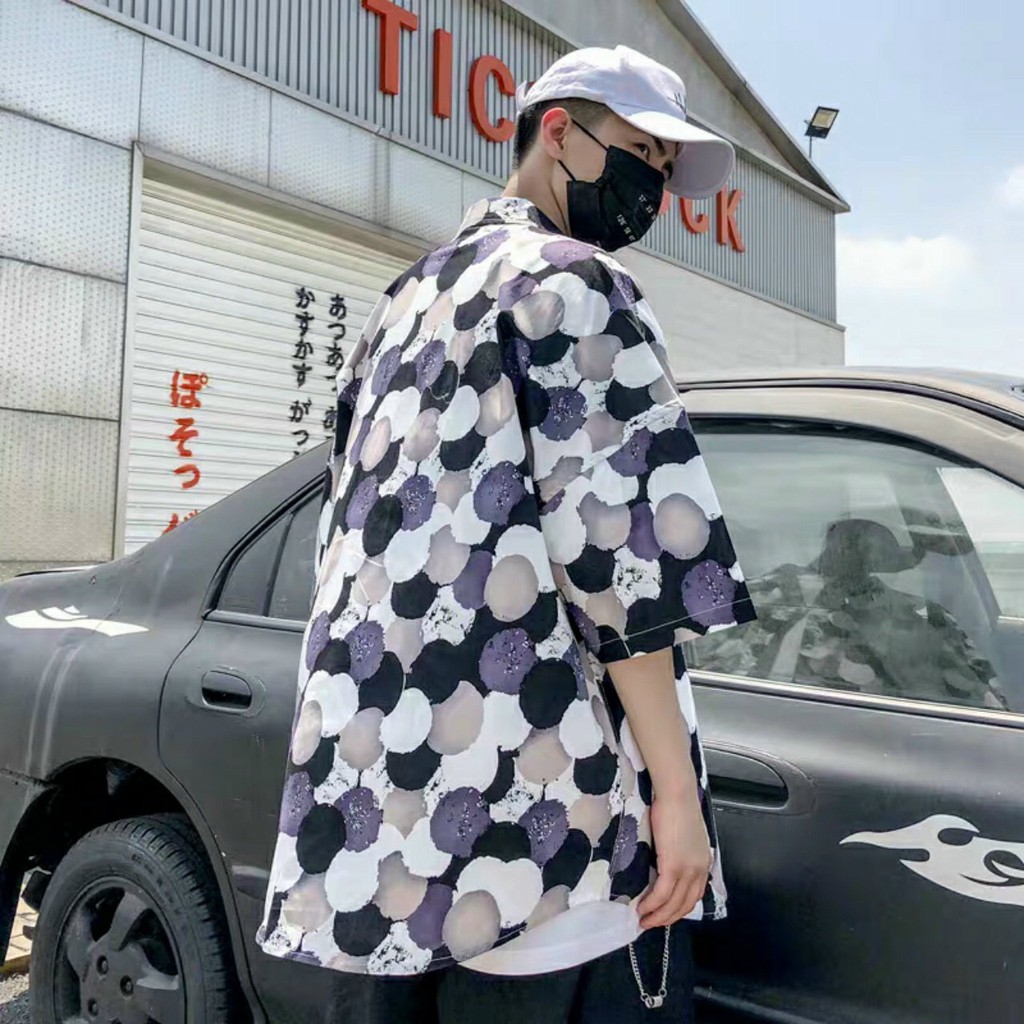 Áo sơ mi nam nữ cặp đôi form rộng họa tiết chấm bi nhiều màu sắc nổi bật chất vải lụa mầm mịn cao cấp | BigBuy360 - bigbuy360.vn