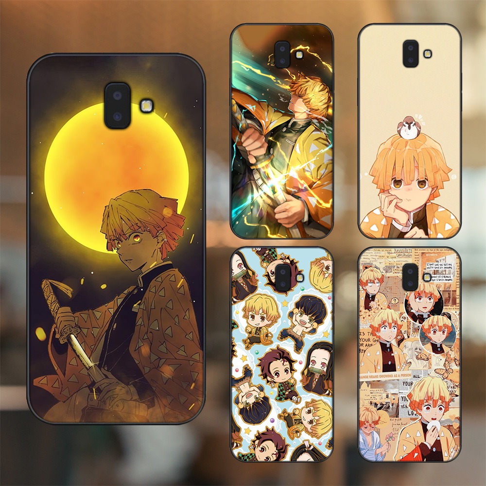 Ốp lưng Samsung J6 Plus viền đen in hình Zenitsu Kimetsu no Yaiba