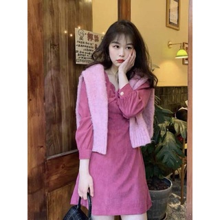 Váy nhung tăm dáng xoè nhẹ tiểu thư