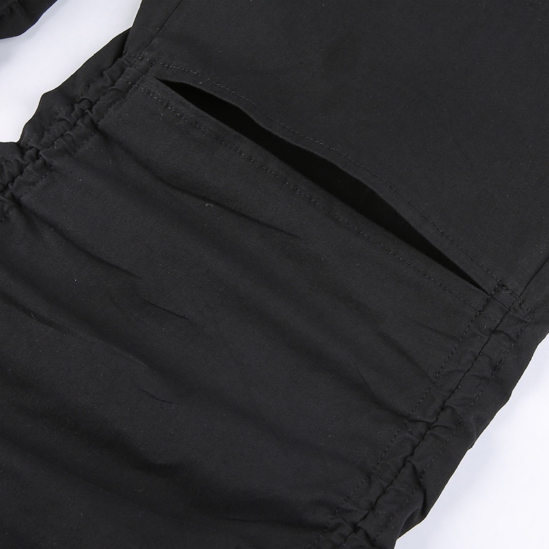 Quần Dài Lưng Cao Dáng Rộng Phối Dây Rút Thời Trang Đường Phố Cá Tính Cho Nữ