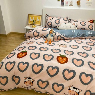 Bộ Chăn Ga Gối Tim Nhạt Cotton Poly