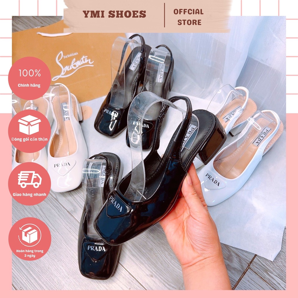 Giày cao gót bít mũi nữ 7 phân mũi vuông gót vuông dáng Sandal Siêu Hot - Thời Trang - Sang Trọng