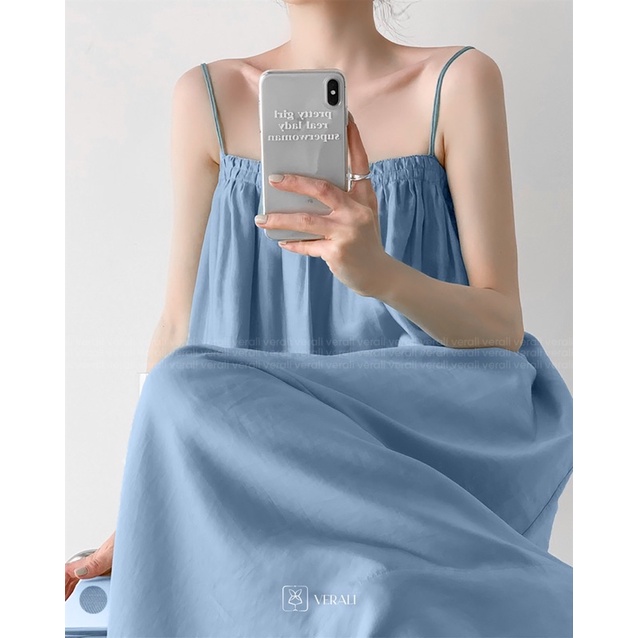 Váy dây dáng suông Harriet xanh da trời Baby Blue basic lụa mềm