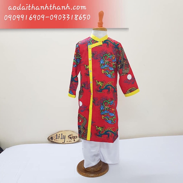Áo dài bé trai gấm rồng