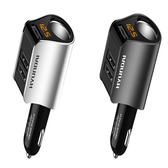Tẩu sạc xe ô tô hyundai HY10 2 cổng USB - 1 cổng tẩu cắm được nguồn camera. Sạc oto đa tính năng