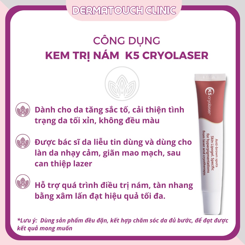 Kem Nám K5 Cryolaser hỗ trợ giảm nám, tàn nhang, dùng cho da nhạy cảm, da sau laser