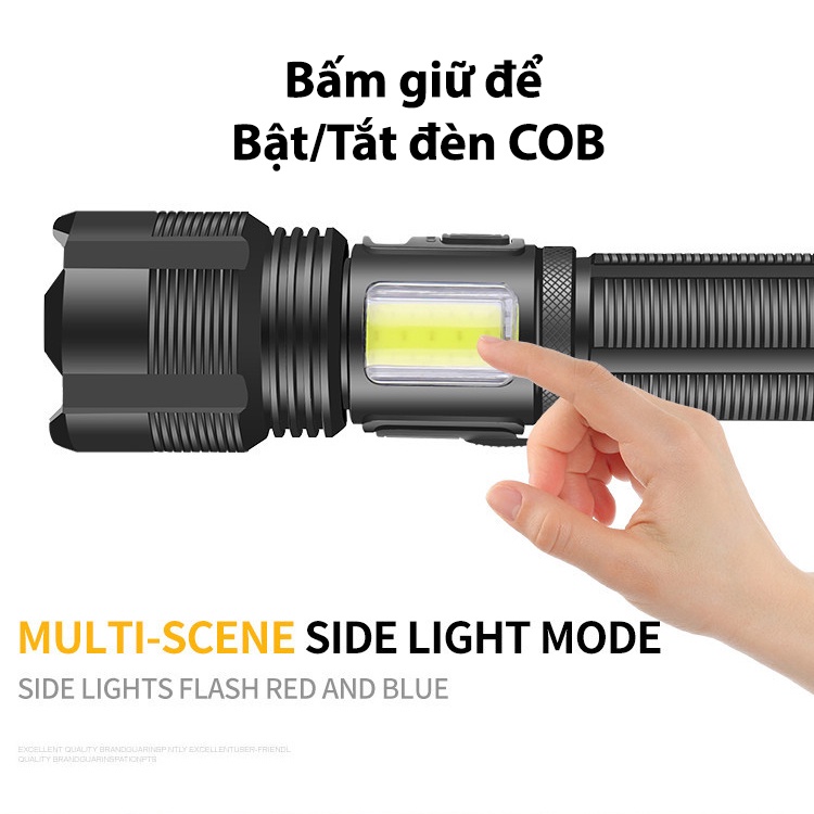 Đèn pin siêu sáng XH P50 A COB mới cực mạnh mới 2024