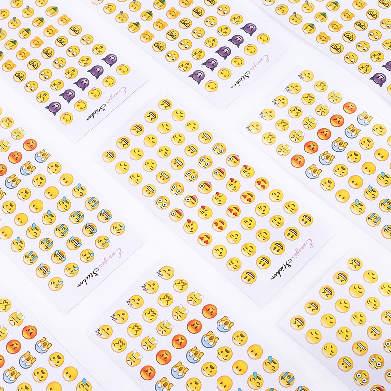 Sticker, hình dán Emoji đầy đủ cảm xúc trang trí set 12 tờ