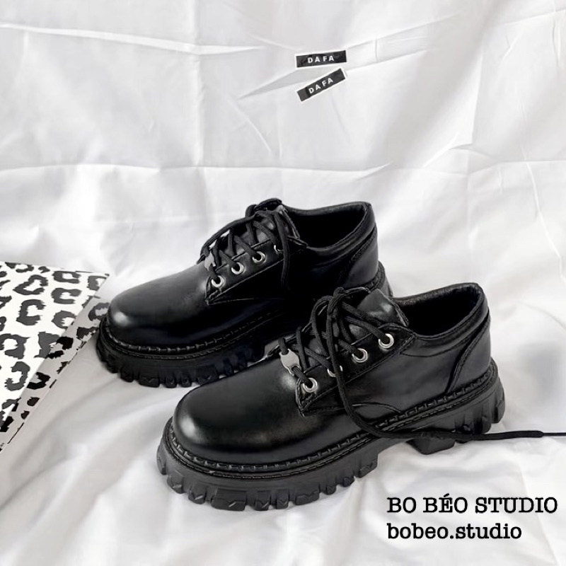 GIÀY ĐẾ BẰNG O2021 LEATHER PLATFORM OXFORD SHOES - GIÀY ULZZANG ĐẾ BẰNG MẪU MỚI 2021 ĐẾ CAO 4CMNA