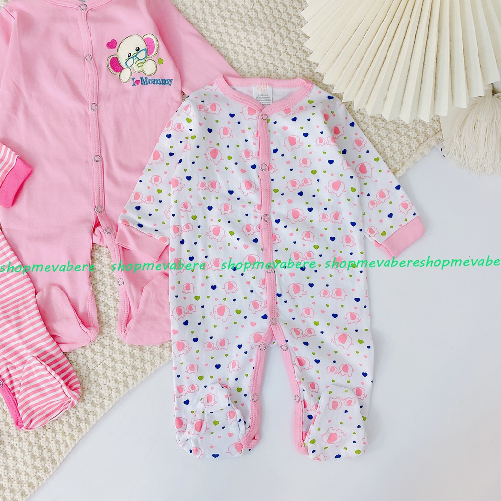 Body liền tất dài tay, body cotton có bao chân cho bé sơ sinh