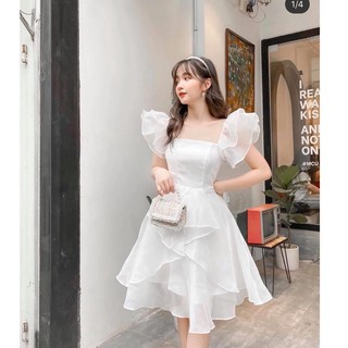 Váy đầm thiết kế cánh tiên dáng xoè dễ thương đi tiệc đi chơi màu trắng Vt18