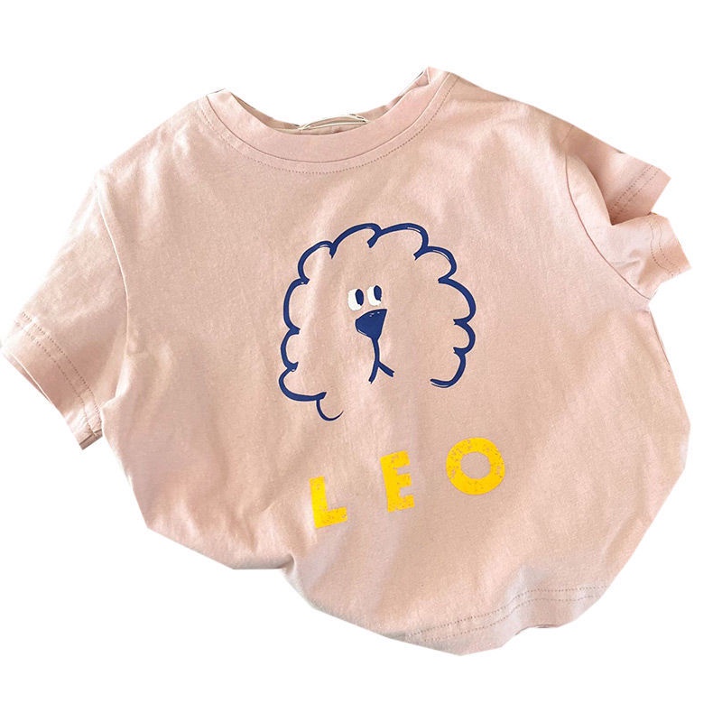 Áo Thun Cotton Nguyên Chất Mỏng Mùa Hè Tay Cộc In Họa Tiết Hoạt Hình Phong Cách Hàn Quốc Cho Bé Gái