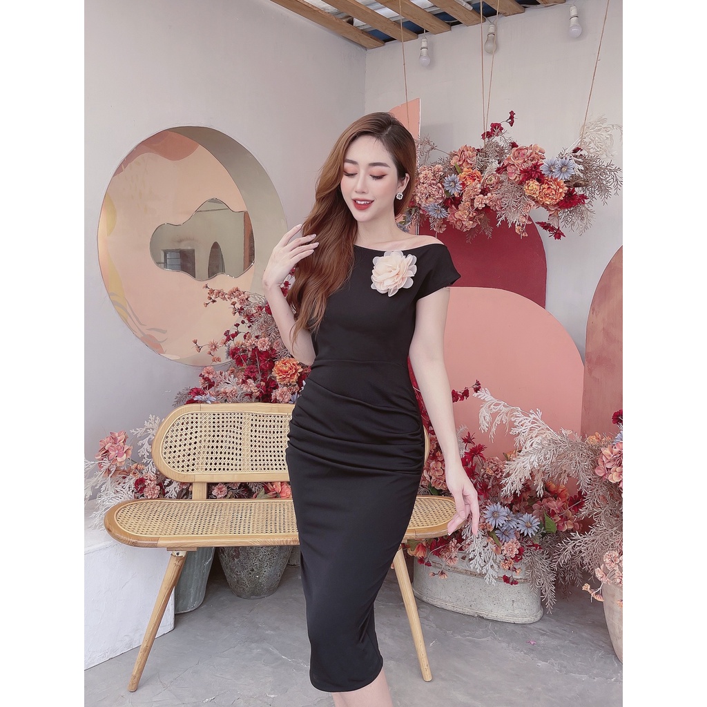 Đầm nữ body trễ vai, dáng dài cao cấp Nancy A49 | BigBuy360 - bigbuy360.vn