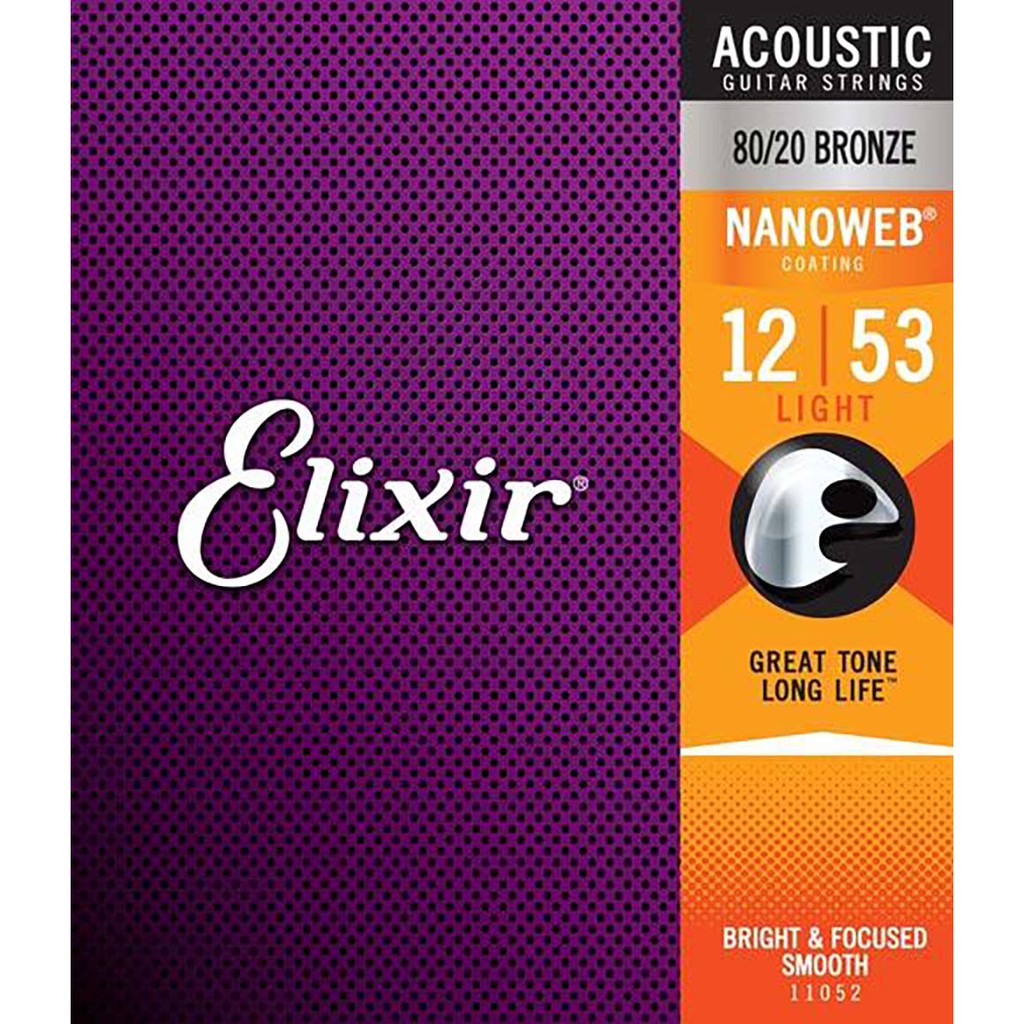 Bộ 6 Dây Đàn Guitar Acoustic ELIXIR 10-16002, ELIXIR 11-16027, ELIXIR 12-16052 Chính Hãng,Tiêu Chuẩn Mỹ, Độ Bền Cao