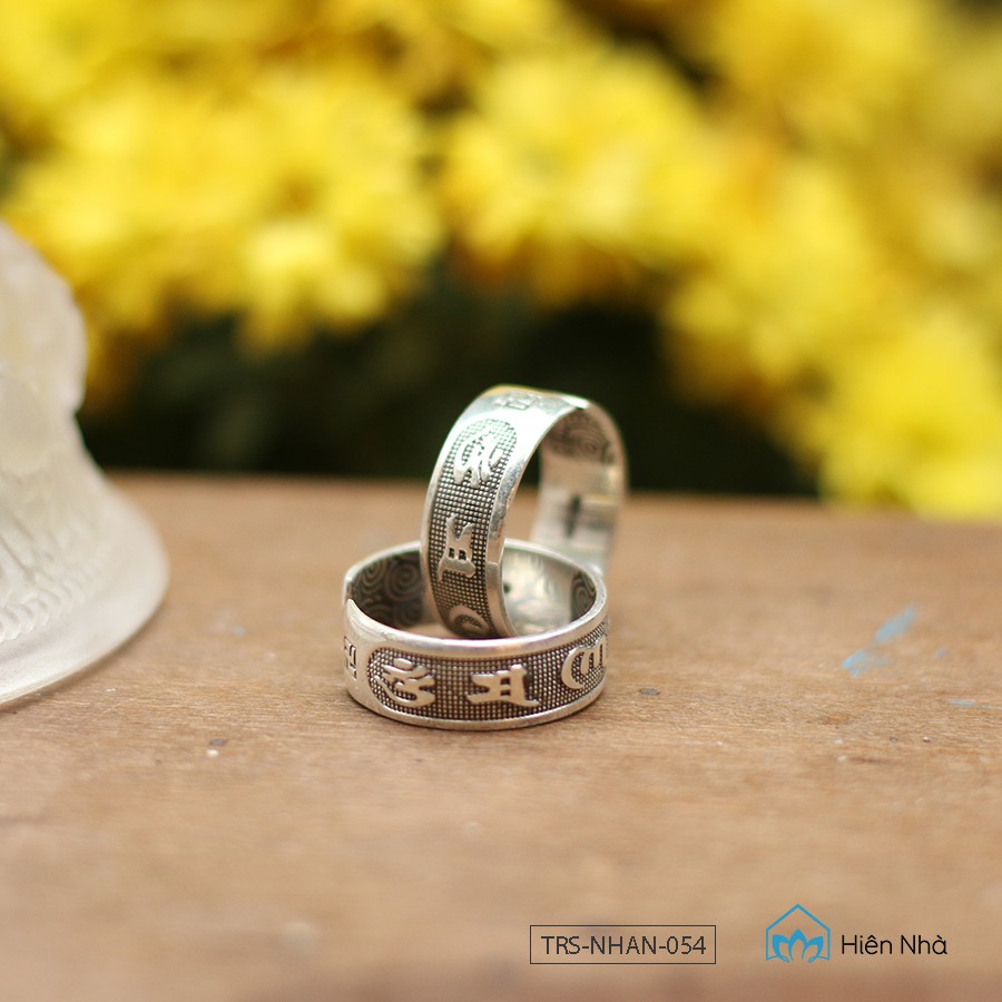 Nhẫn bạc 999 khắc chữ Om Mani Padme Hum - Bạc cao cấp s999 - Hiên Nhà