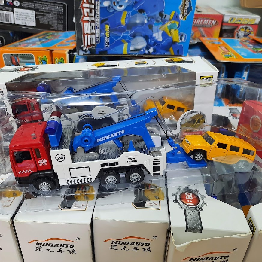 Bộ xe ô tô mô hình cảnh sát cứu hộ đồ chơi trẻ em có âm thanh và đèn làm bằng sắt