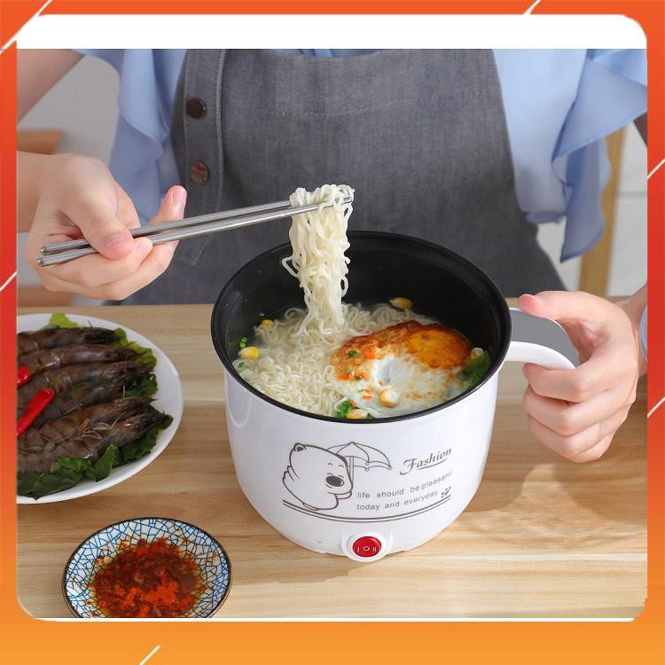 Ca nấu mì đa năng SHANBAN nồi điện mini có tay cầm18cm, nồi lẩu điện mini tặng kèm vỉ hấp - Bảo hành12 tháng.
