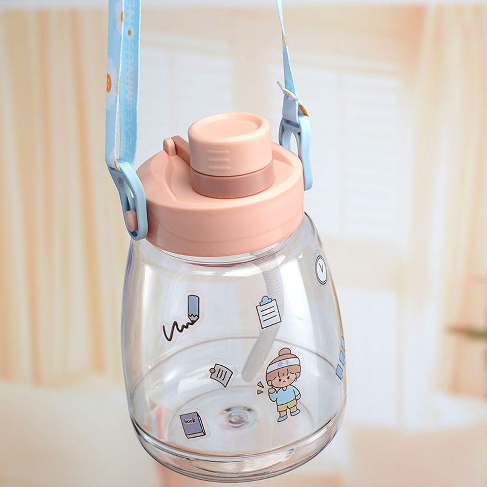 Bình Nước Nắp Lật Chống Rò Rỉ Hình Gấu Màu Xanh Dương Phong Cách Thể Thao