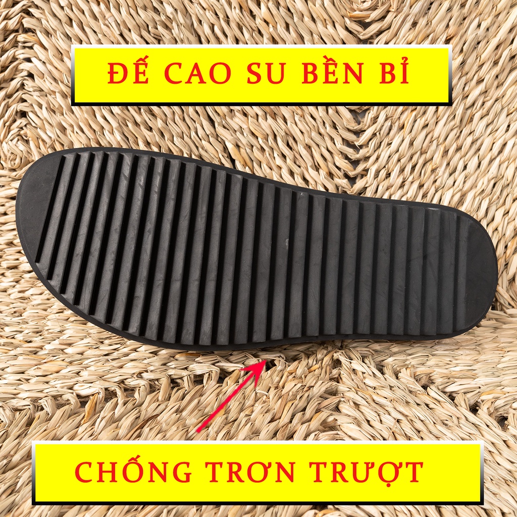 Dép Da Nam Cỡ Lớn size 44-48 , Cho Bàn Chân Bự Quai Ngang Đế Cao Su Chống Trơn Trượt
