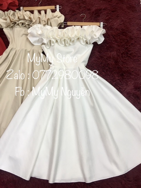 KÈM ẢNH/VIDEO THẬT - Đầm xoè bẹt vai dún SANG TRỌNG - Size M/L đến 57kg - MS175V | BigBuy360 - bigbuy360.vn