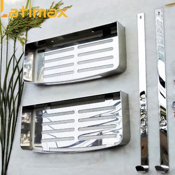 Kệ góc nhà tắm 2 tầng inox 304 chữ nhật Latimax KPT02 bắt vít chống nước chống gỉ sét