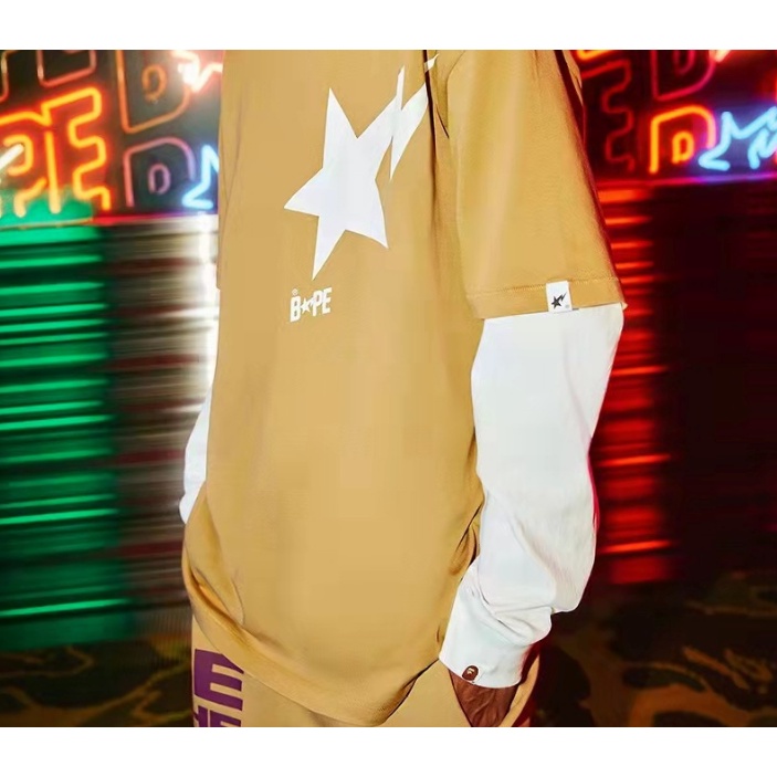 Áo Thun BAPE Ngắn Tay Cổ Tròn Phong Cách Mới Cho Nam Và Nữ