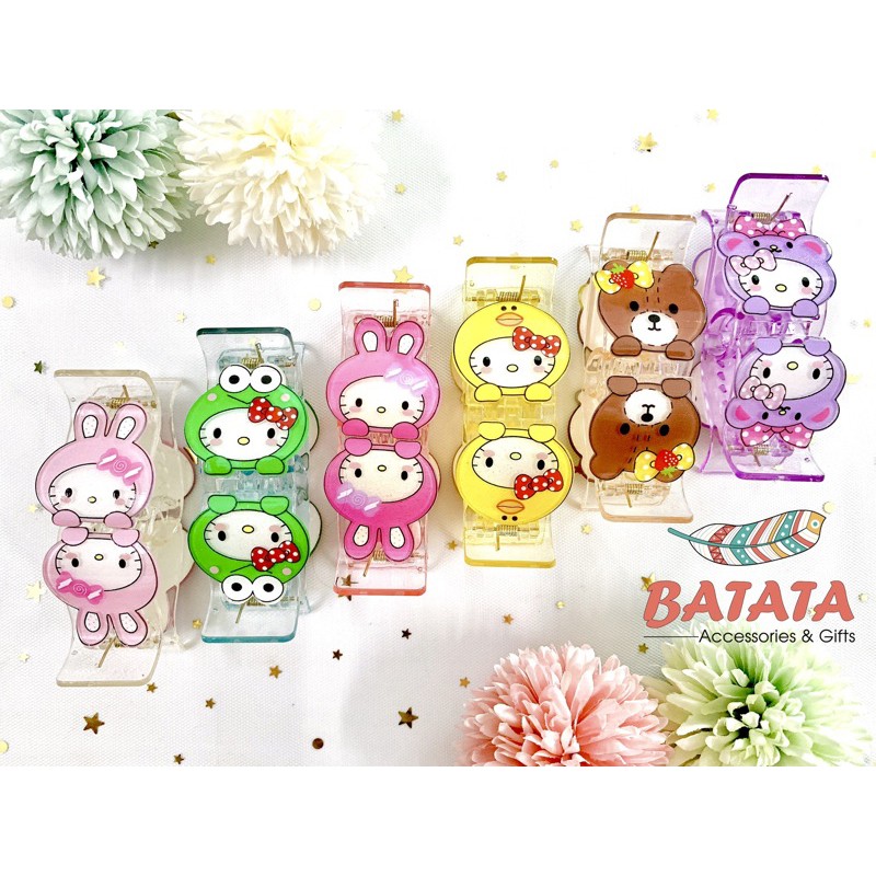 Kẹp Càng Cua Trong Suốt Mèo Hello Kitty Hình Thú Siêu Dễ Thương, Cute, Nhiều Màu Sắc