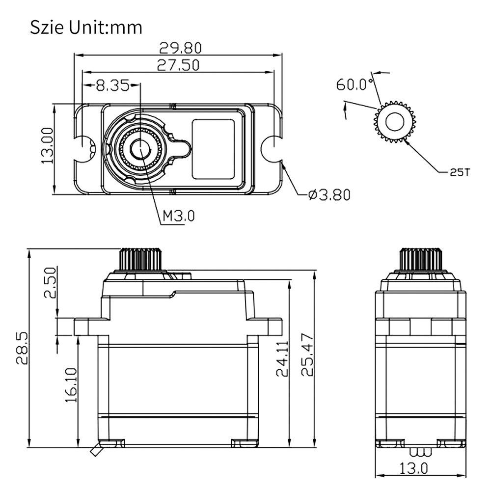 Động cơ servo điện servo chống nước Fcrctoys Power-Hd Tr-4 Mini 7.4v 2.6kg / 0.10s Cho Traxxas Trx4