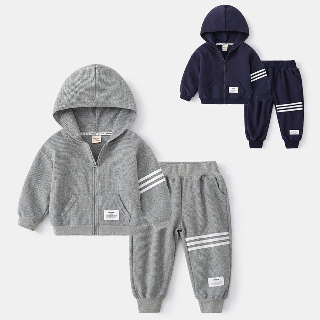 Bộ Thu Đông Có Mũ Kẻ Vạch Cho Bé, Bộ Nỉ Cho Bé Trai Chất Thun Tổ Ong Cao Cấp Từ 7-27kg - LILA KIDS