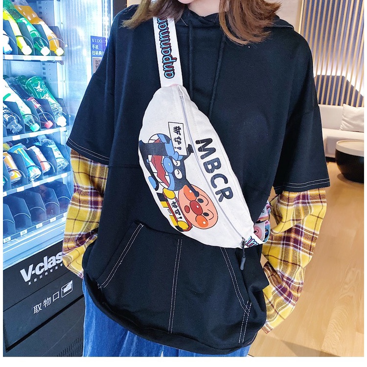 Túi Bao Tử Unisex Canvas Họa Tiết Hoạt Hình