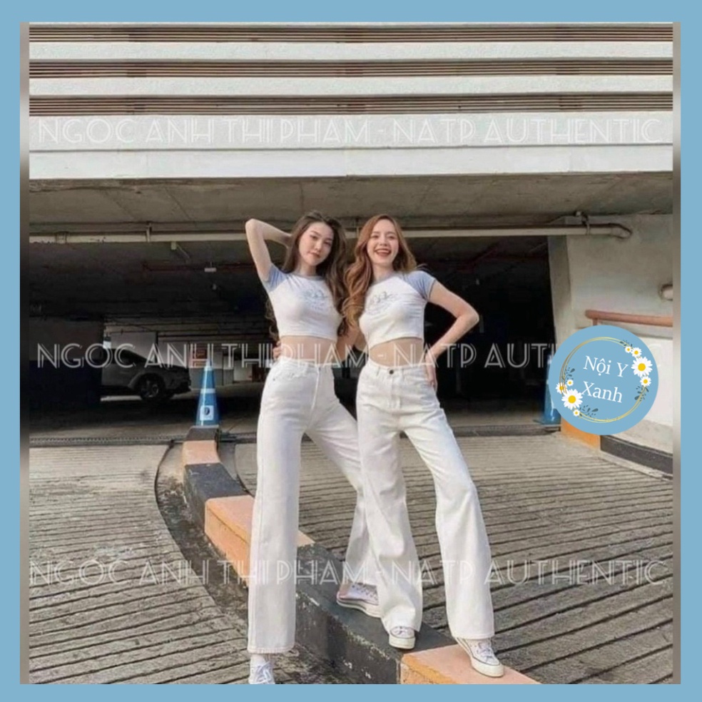 Quần jeans nữ ống rộng quốc dân dáng xuông white color mặc tới trường đi làm việc dễ phối đồ kết hợp noiyxanh hot t