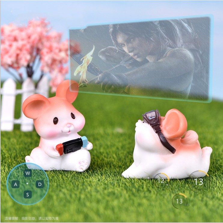 Mô hình đàn chuột Hamster ham ăn chơi game vui nhộn cho các bạn trang trí tiểu cảnh, terrarium, móc khóa, DIY