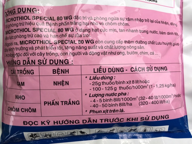 MICROTHIOL SPECIAL 80WG thuốc trừ nấm, bệnh gây hại cho cây.