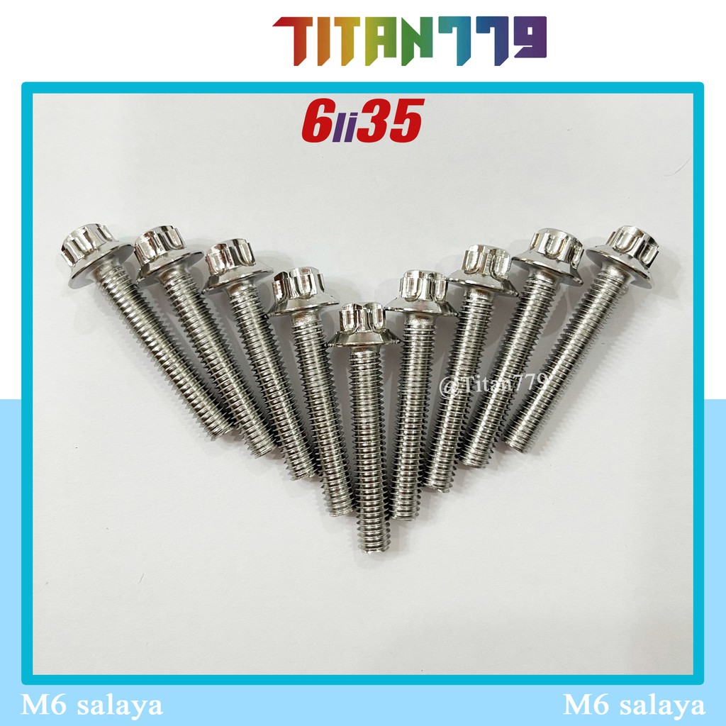 (202) Ốc 6li10 6li15 6li20 6li25 6li30 6li35 6li40 6li50 6li65 6li70 6li80 6li90 Salaya Inox 304 bắt lốc máy các dòng xe