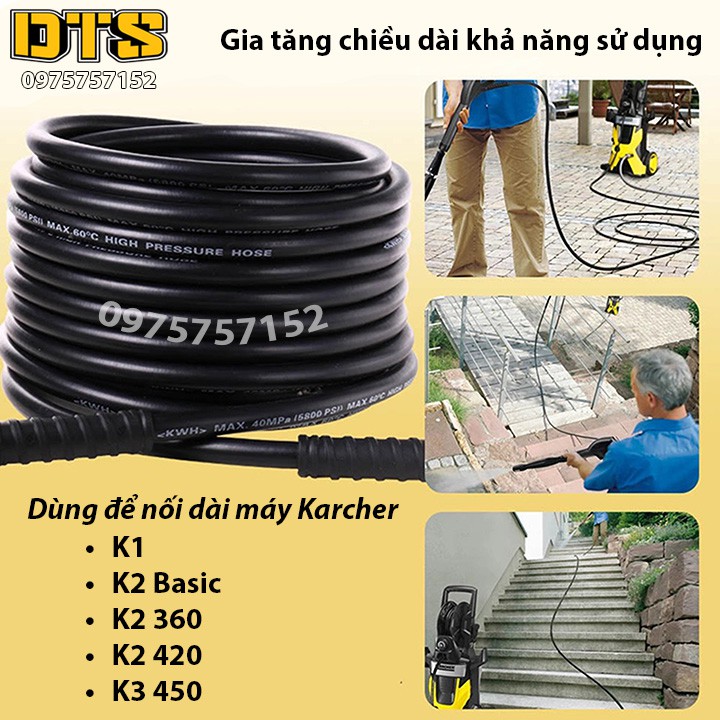 ⚜️FREESHIP⚜️ Bộ dây áp lực nối dài 8m máy rửa xe Karcher K2 360, K2 Basic, K2 420, K3 450 - Máy phun rửa áp lực cao Karc