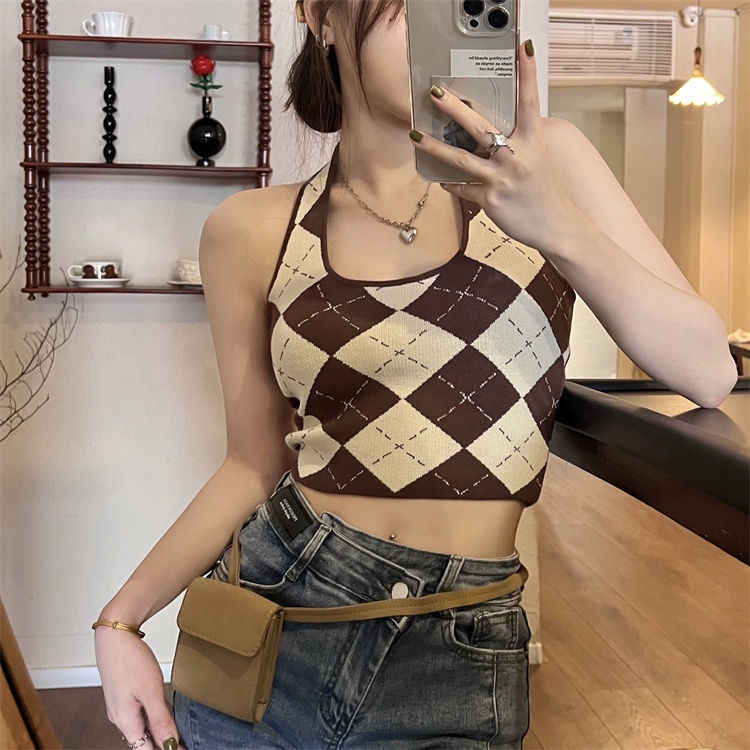 COZOK Set Áo Thun Tay Ngắn + Áo Hai Dây Đan Chéo Thời Trang Dành Cho Nữ