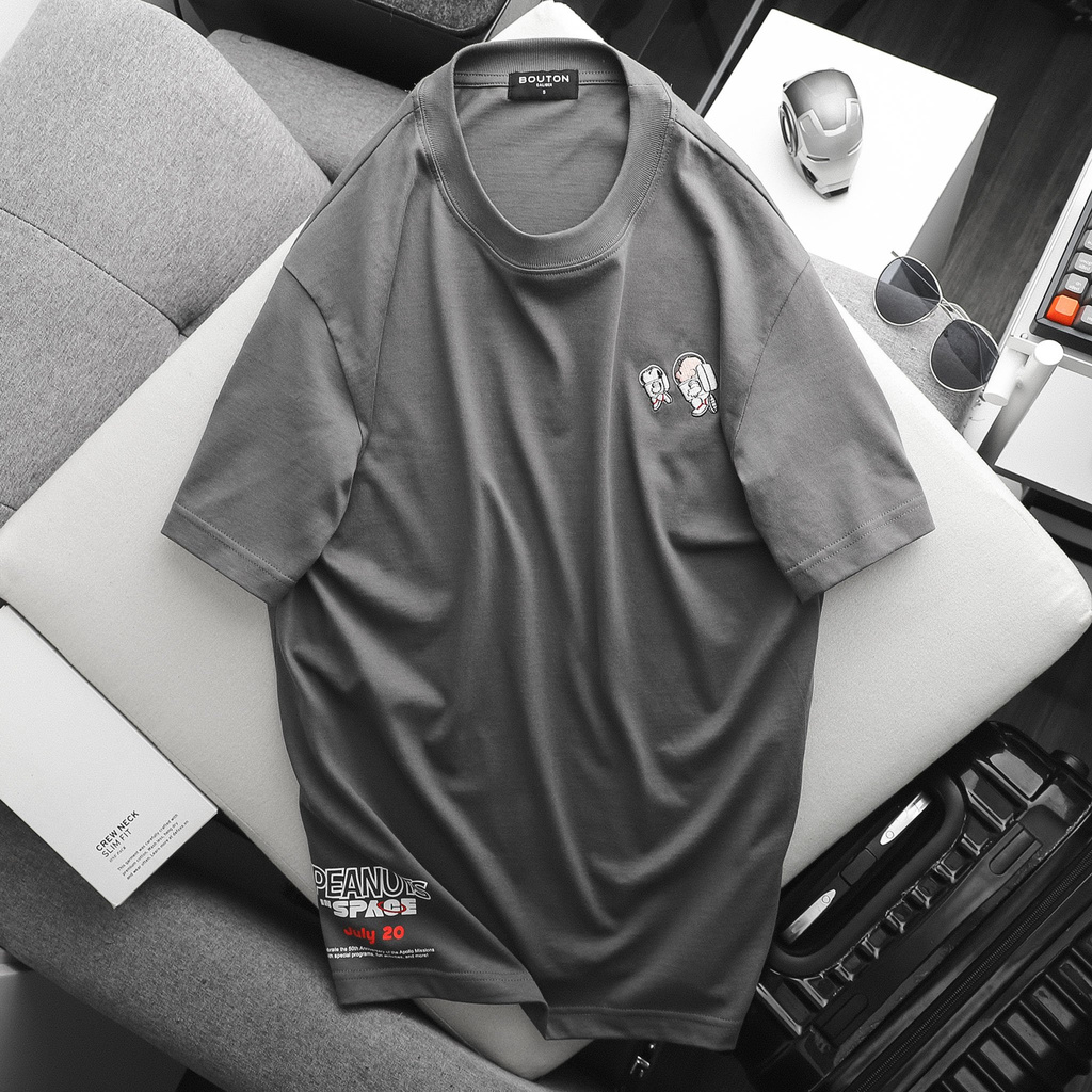 Áo Thun Nam, Áo Phông Nam Cổ Tròn BOUTON In Hình Snoopy, Vải Cotton Co Giãn, Form Regular ATBO0078 160STORE | BigBuy360 - bigbuy360.vn