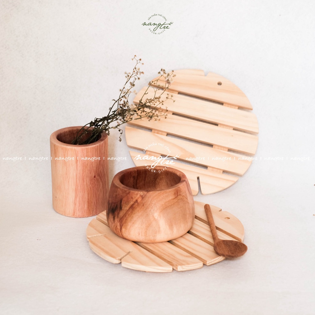 Chén gỗ trang trí đồ ăn, bát gỗ decor - Decorative wooden bowls