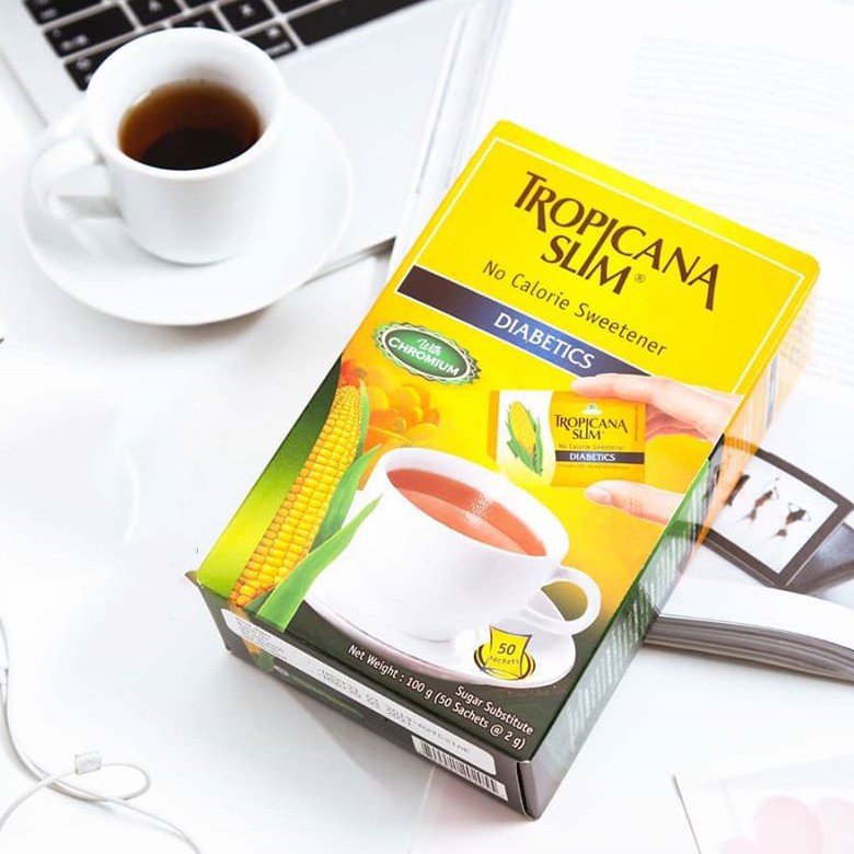 COMBO 2 HỘP ĐƯỜNG BẮP ĂN KIÊNG/ ĐƯỜNG ĂN KIÊNG TROPICANA SLIM DIABETICS - hộp 100gr ( 50 gói x 2gr )
